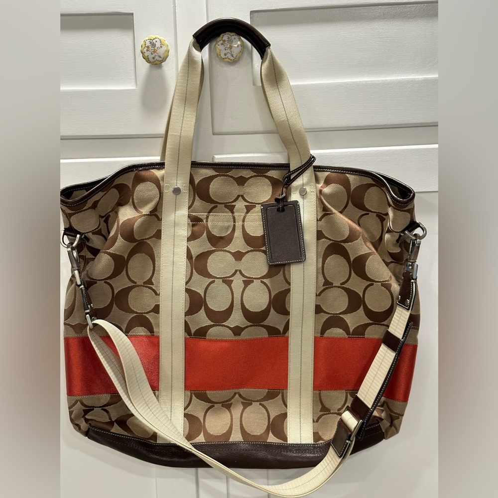 Coach signature silk travel tote